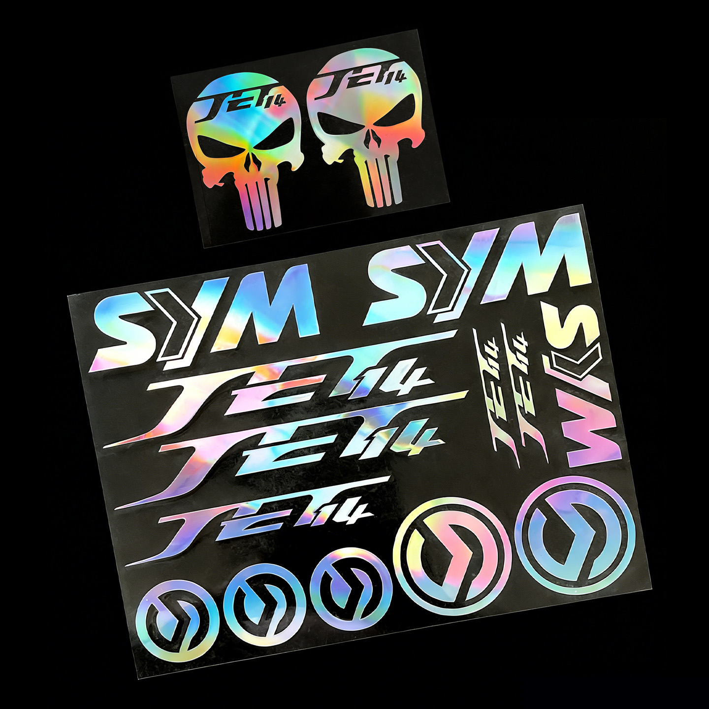 Scooter Helmet Set - Stiker Motor Reflektif Tengkorak untuk SYM
