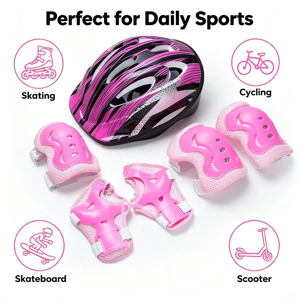 Set Helm Sepeda Anak 7-Piece d - Scooter Helmet Set ulasan dan harga